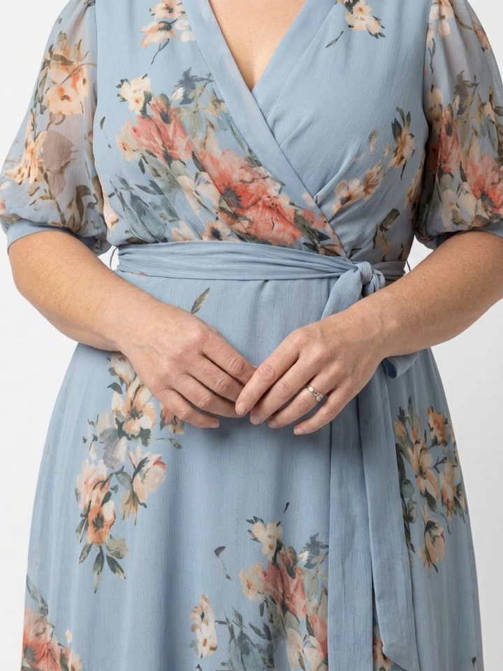 Hedda | Blomstrete Wrap V-hals Maxi Kjole