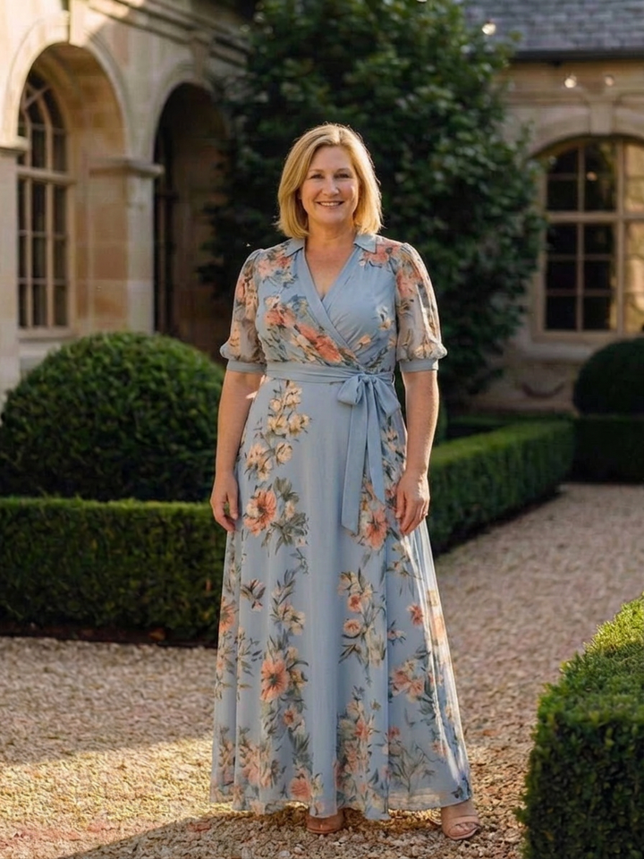 Hedda | Blomstrete Wrap V-hals Maxi Kjole