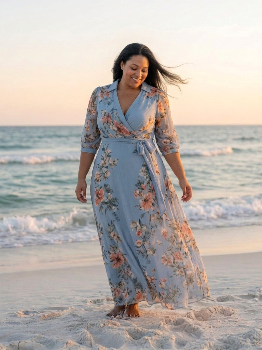 Hedda | Blomstrete Wrap V-hals Maxi Kjole